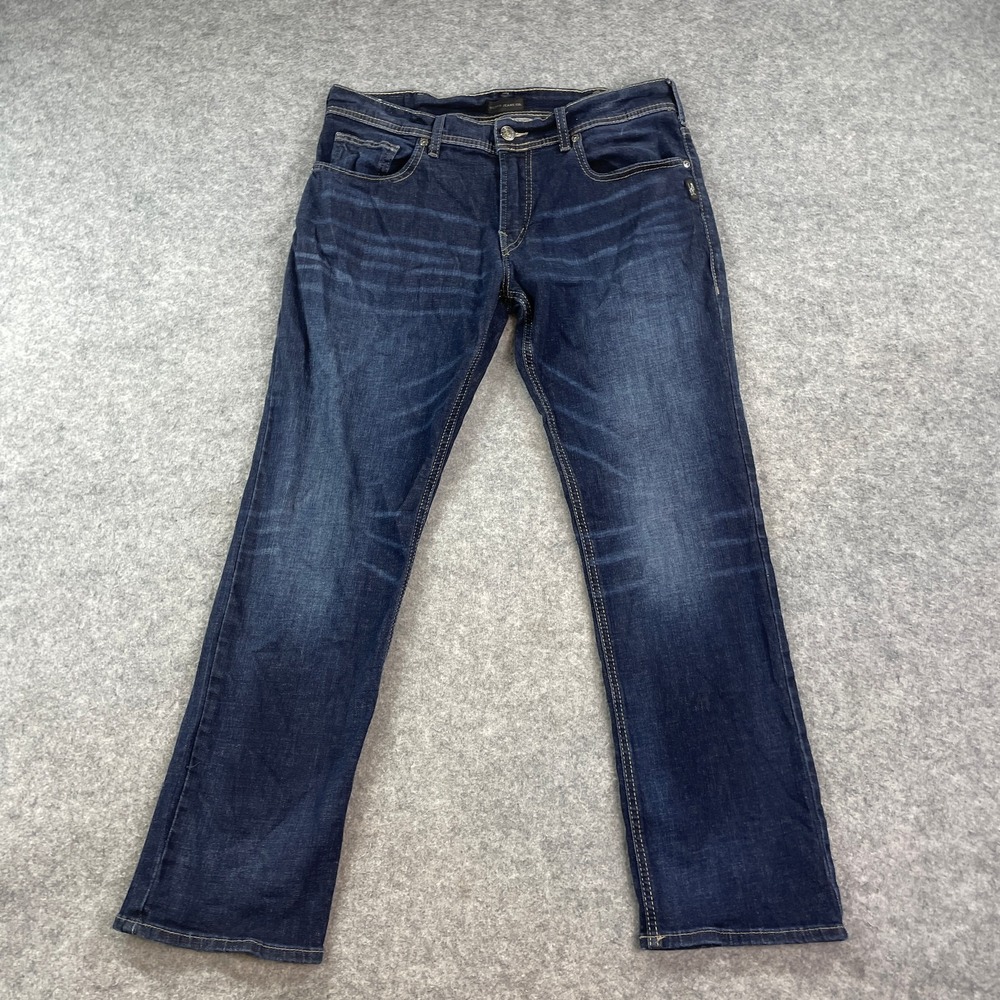 Silver Jeans Co Mens Allan Jeans 32x30 Dark Wash Classic Fit Straight Leg M22231